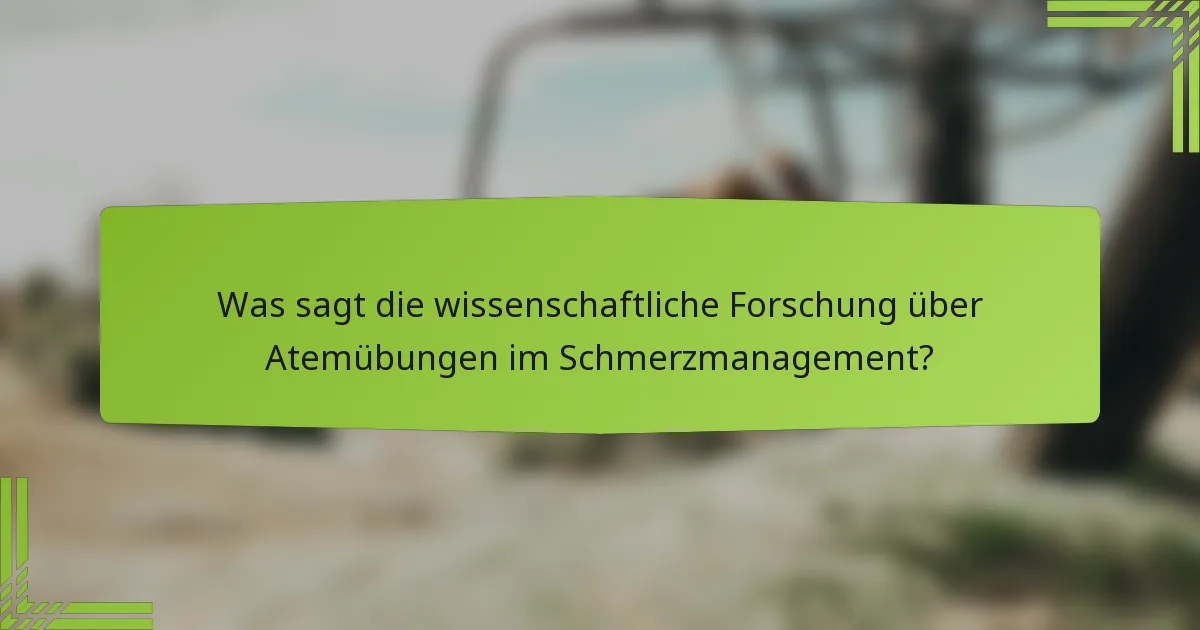 Was sagt die wissenschaftliche Forschung über Atemübungen im Schmerzmanagement?