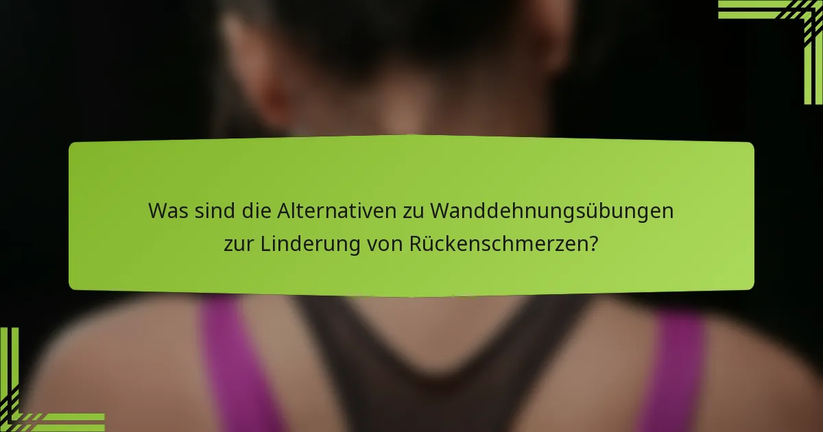 Was sind die Alternativen zu Wanddehnungsübungen zur Linderung von Rückenschmerzen?