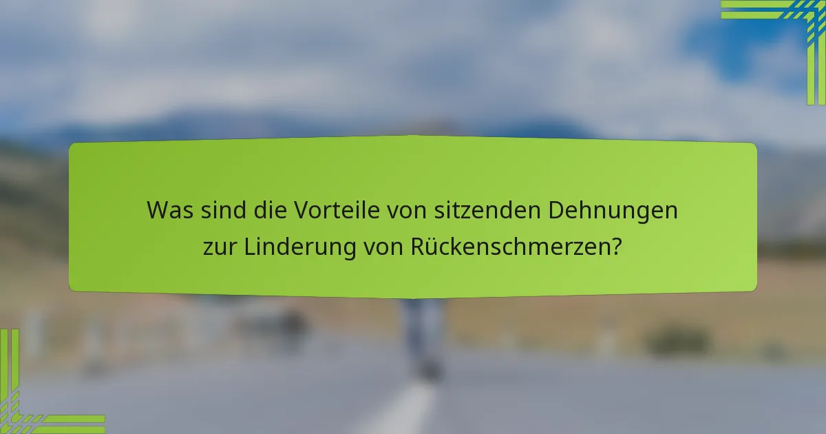Was sind die Vorteile von sitzenden Dehnungen zur Linderung von Rückenschmerzen?