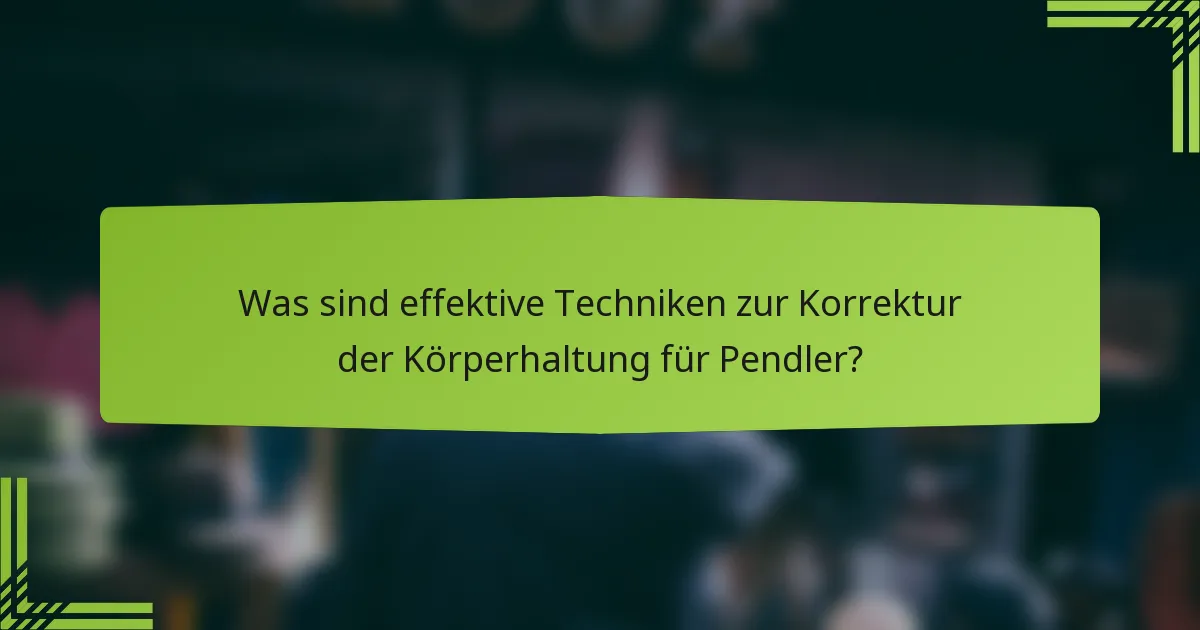 Was sind effektive Techniken zur Korrektur der Körperhaltung für Pendler?