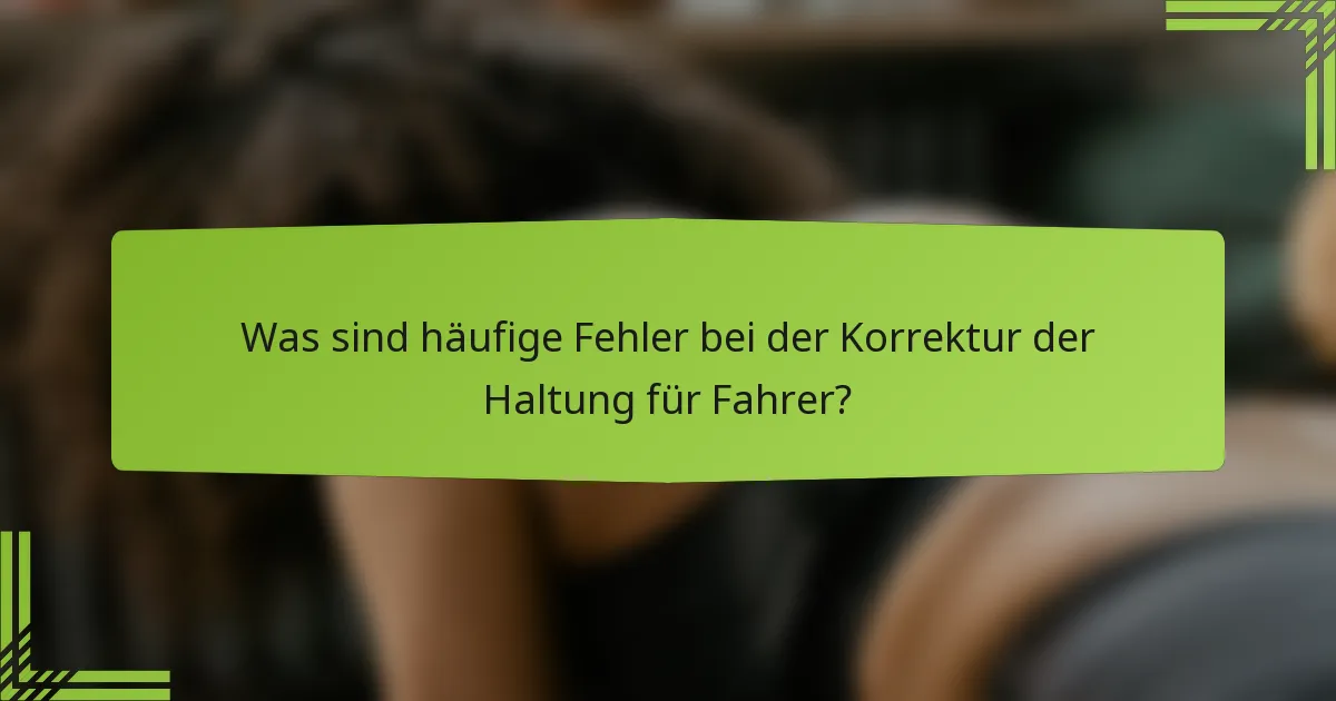 Was sind häufige Fehler bei der Korrektur der Haltung für Fahrer?