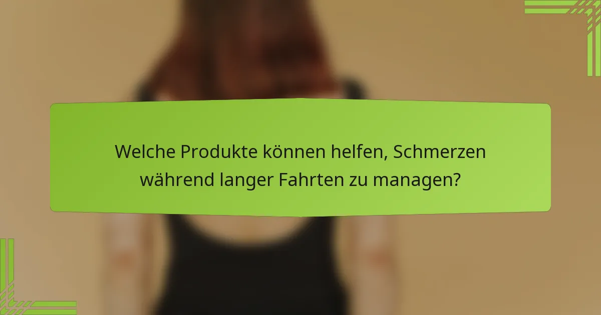 Welche Produkte können helfen, Schmerzen während langer Fahrten zu managen?