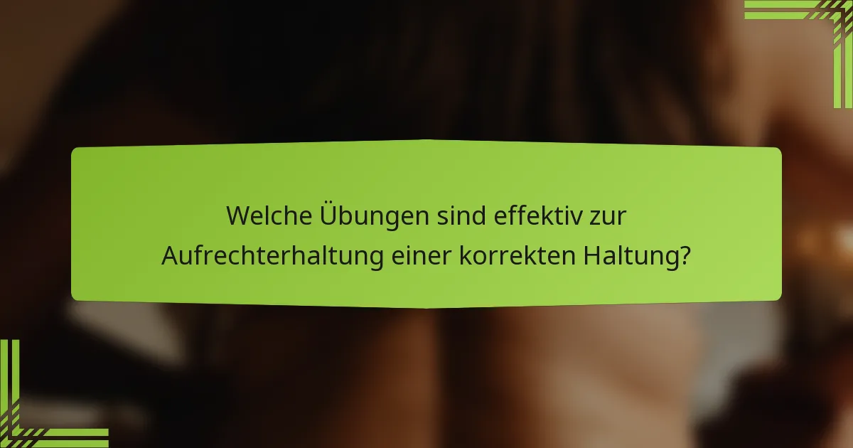 Welche Übungen sind effektiv zur Aufrechterhaltung einer korrekten Haltung?
