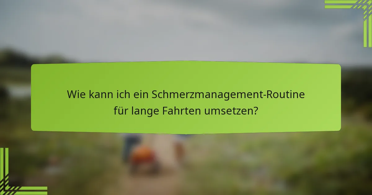 Wie kann ich ein Schmerzmanagement-Routine für lange Fahrten umsetzen?