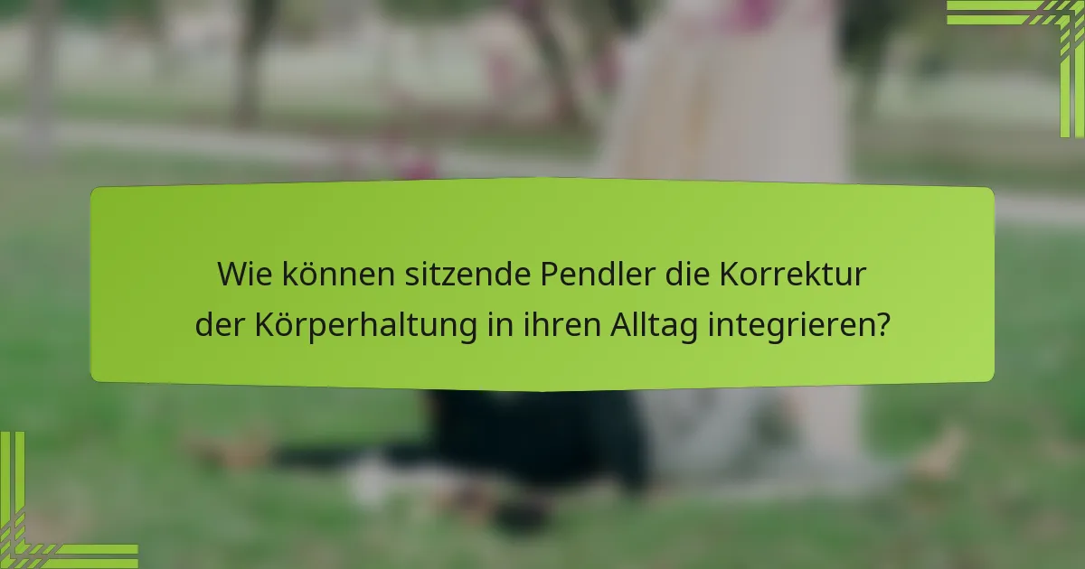 Wie können sitzende Pendler die Korrektur der Körperhaltung in ihren Alltag integrieren?