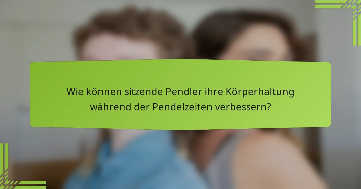 Wie können sitzende Pendler ihre Körperhaltung während der Pendelzeiten verbessern?