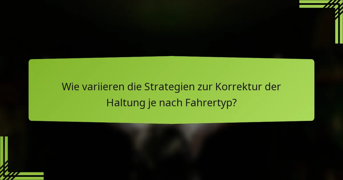 Wie variieren die Strategien zur Korrektur der Haltung je nach Fahrertyp?