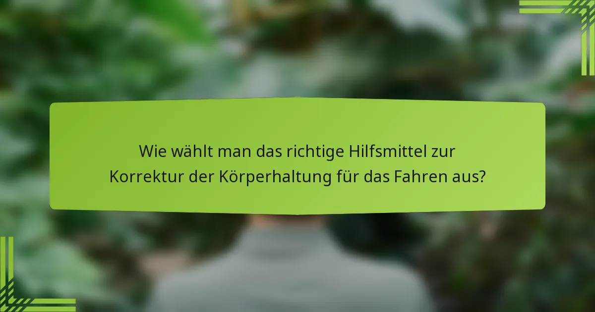 Wie wählt man das richtige Hilfsmittel zur Korrektur der Körperhaltung für das Fahren aus?